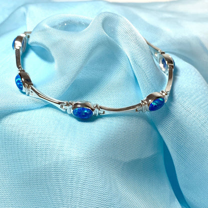 Opal Oval Sterling Silver Bracelet