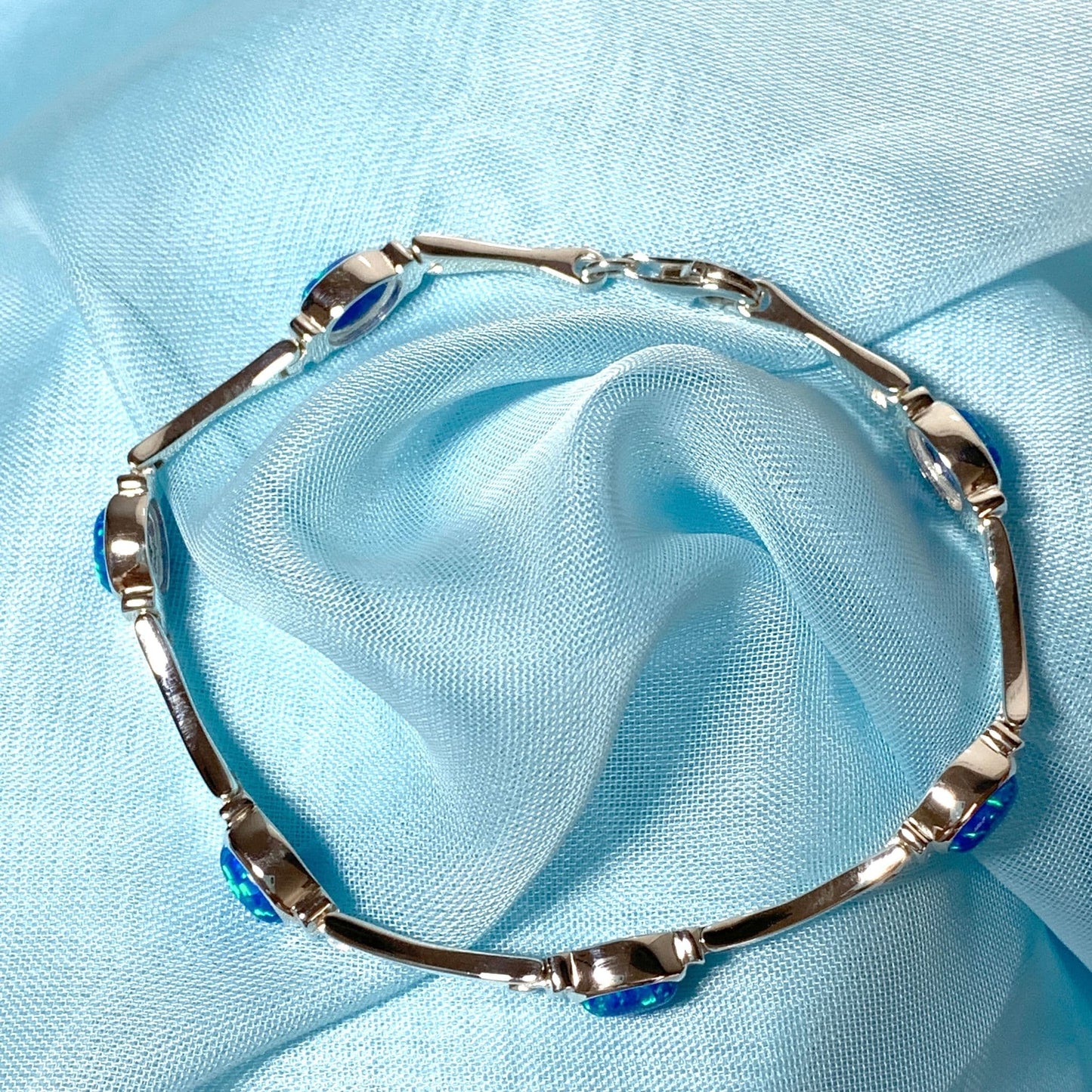 Opal Oval Sterling Silver Bracelet