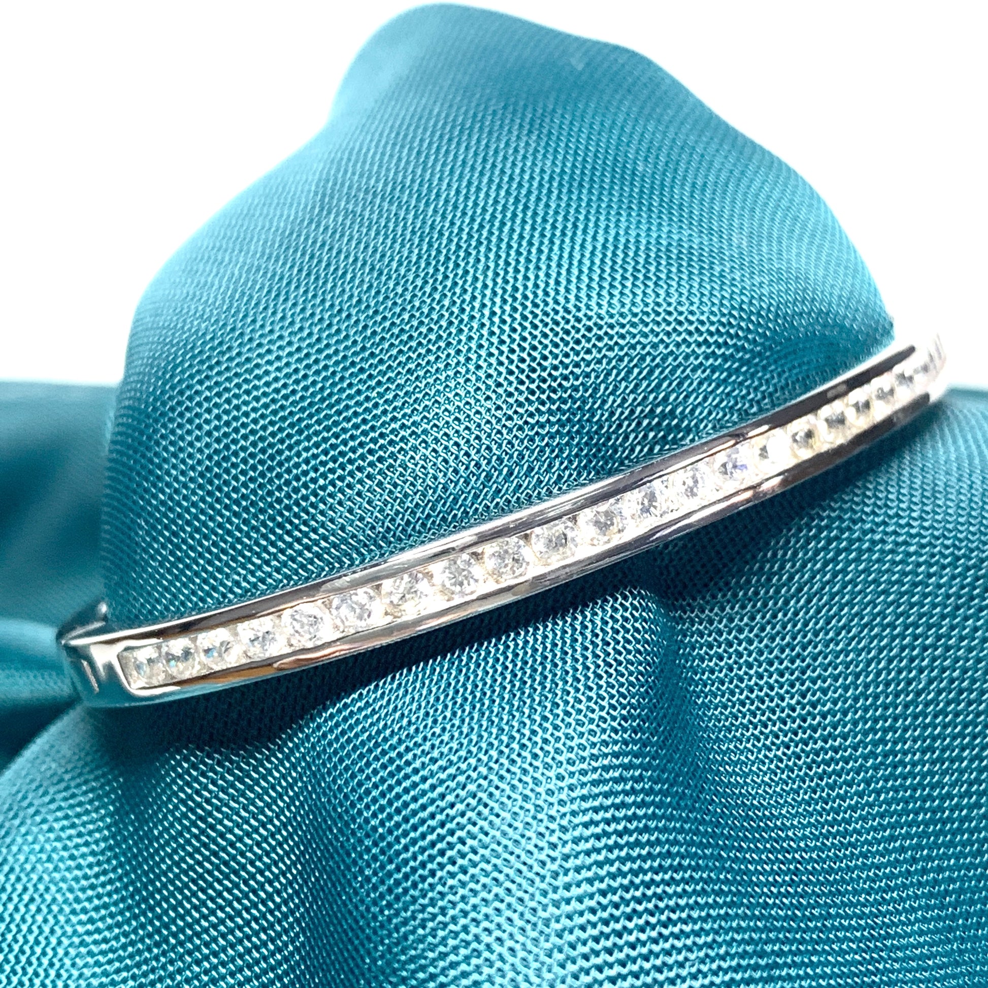 Oval Bangle with Round Cubic Zirconia Stones