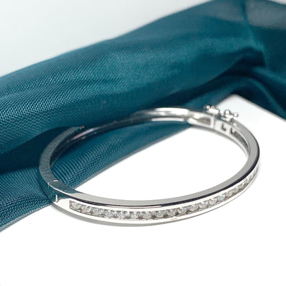 Oval Bangle with Round Cubic Zirconia Stones