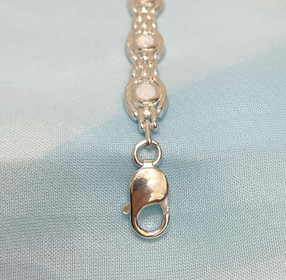 Oval Opal Sterling Silver Fancy Bracelet