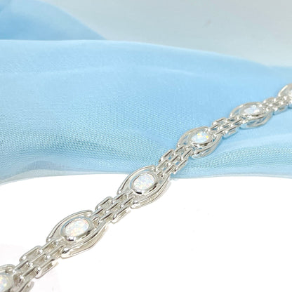 Oval Opal Sterling Silver Fancy Bracelet