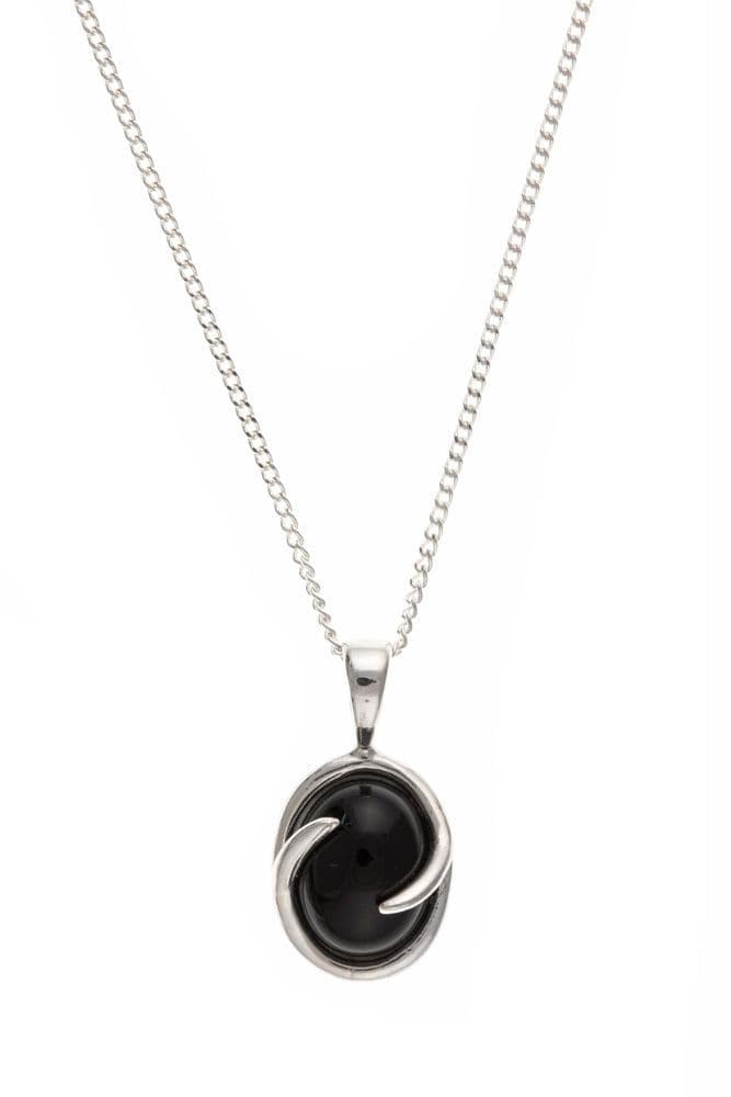 Oval Sterling Silver Black Onyx Necklace