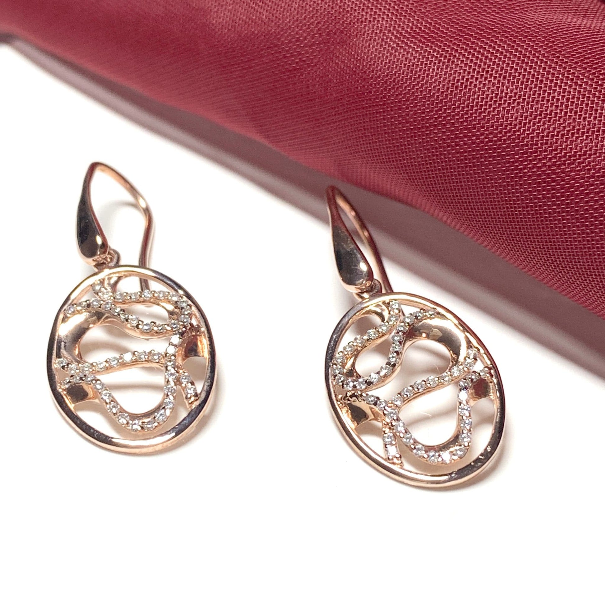 Oval Sterling Silver with Rose Gold Plated Drop Earrings