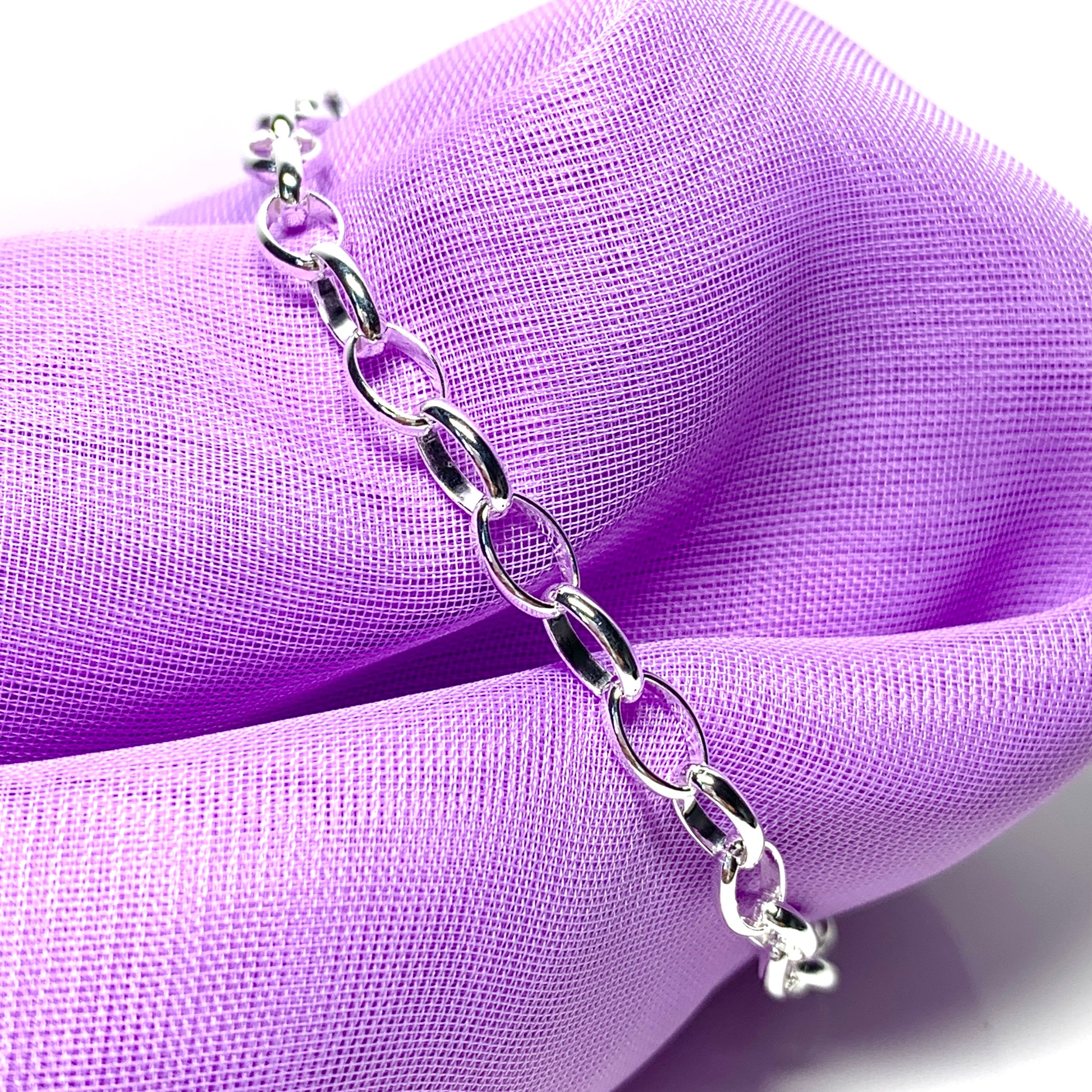 Ladies oval belcher link solid sterling silver ladies bracelet