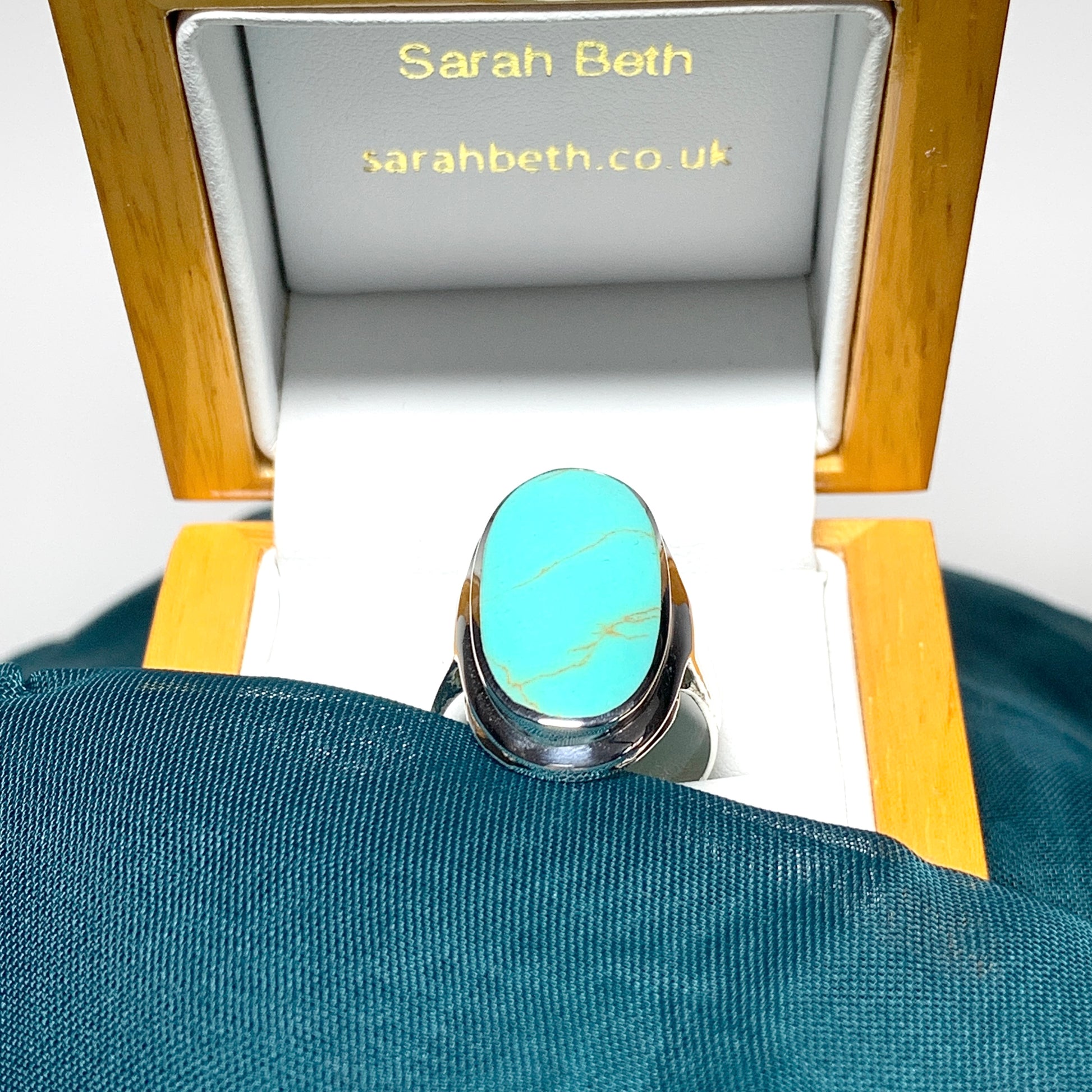 Oval blue large turquoise sterling silver oval ring