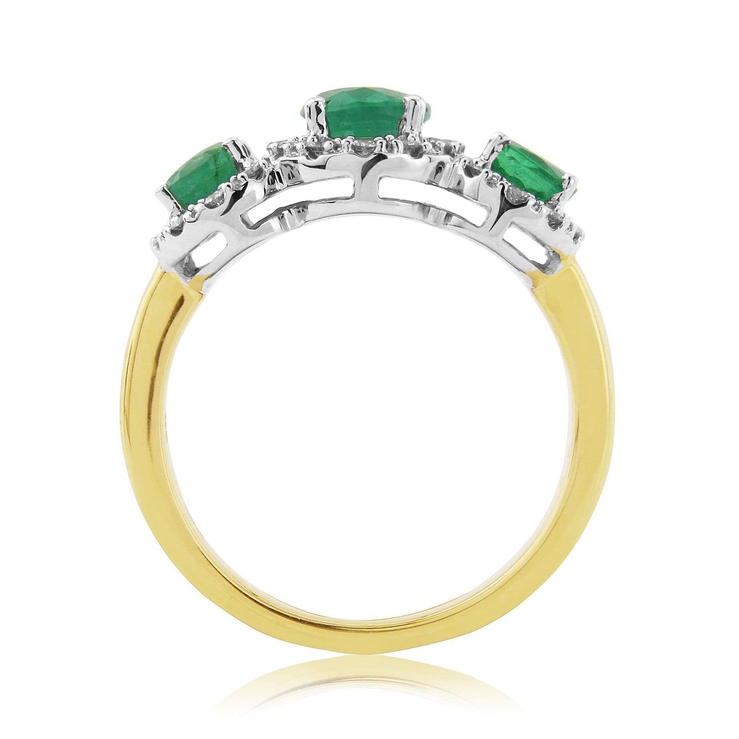 Green Oval Emerald And Diamond Trilogy Cluster Ring