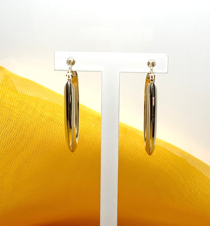 Oval hoop earrings yellow gold polished plain