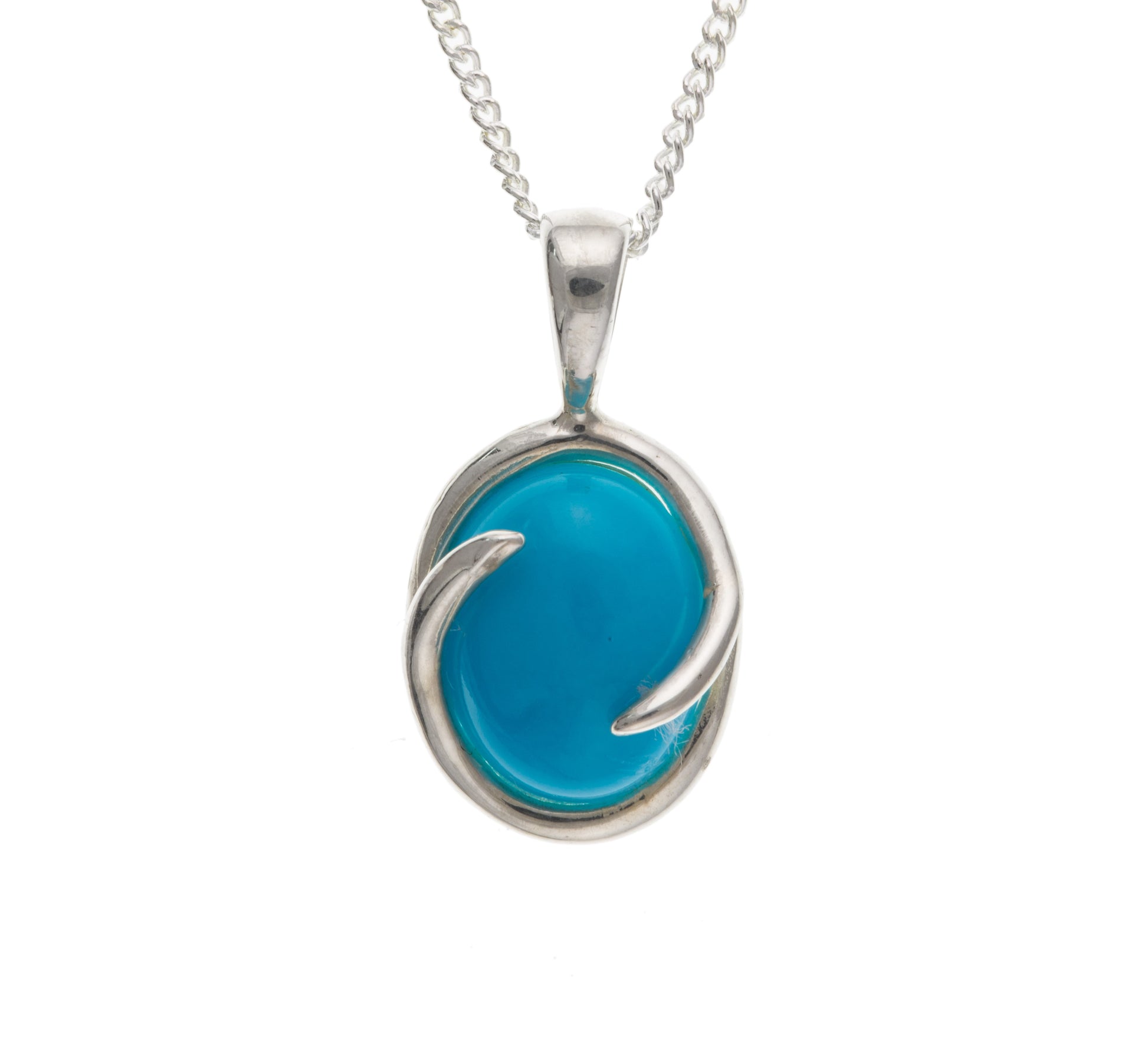 Oval turquoise sterling silver necklace pendant