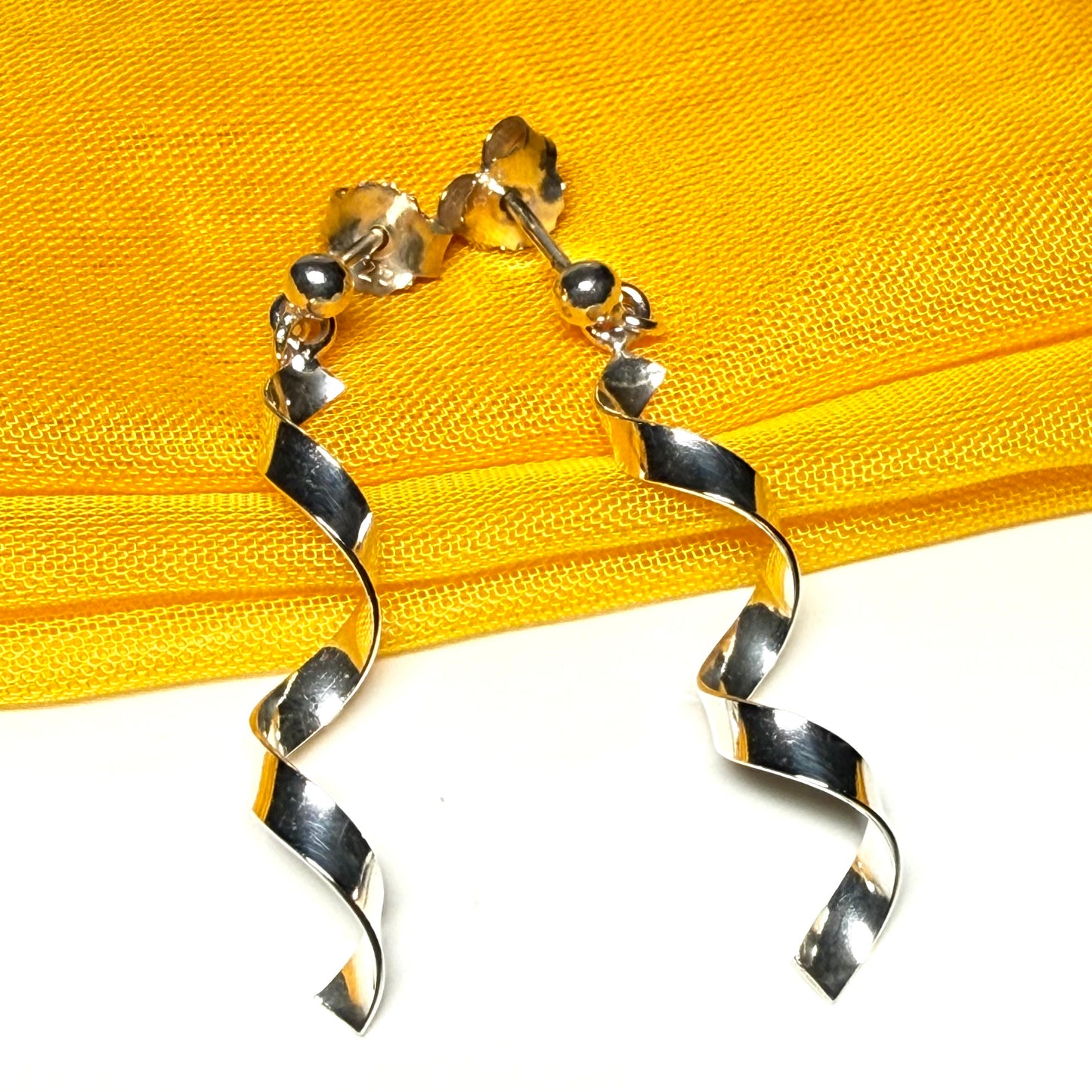 Fancy swirl drop earrings sterling silver
