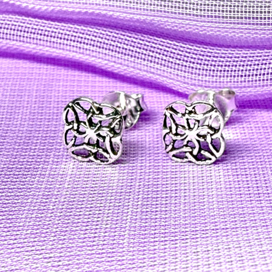 Sterling Silver Square Shaped Celtic Stud Earrings