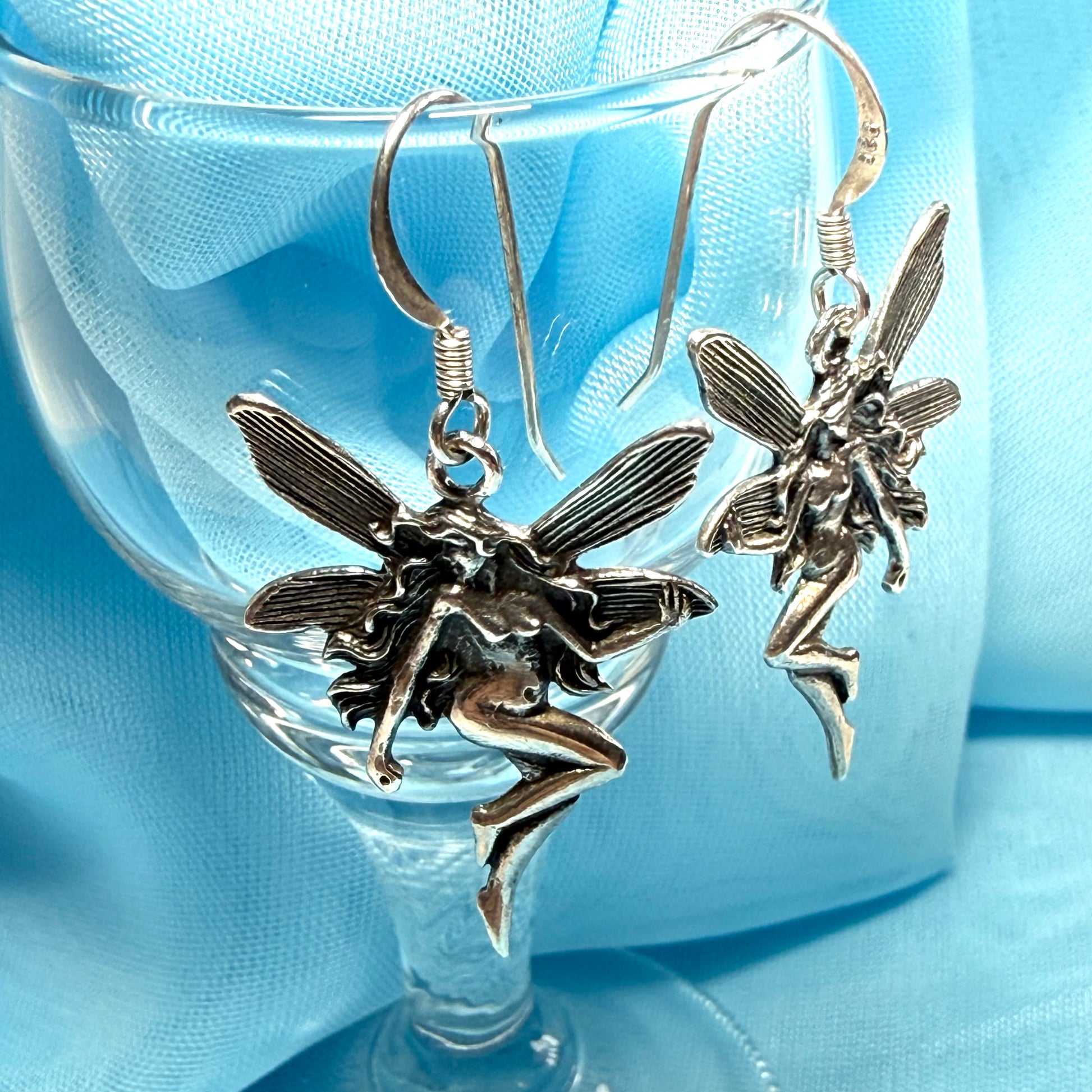 Fairy drop earrings sterling silver drop design
