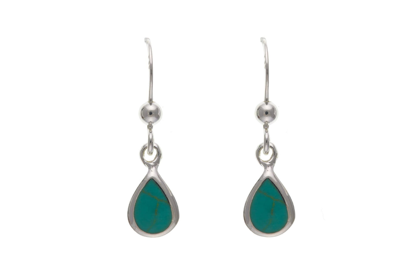 Pear Shaped Blue Sterling Silver Turquoise Drop Earrings