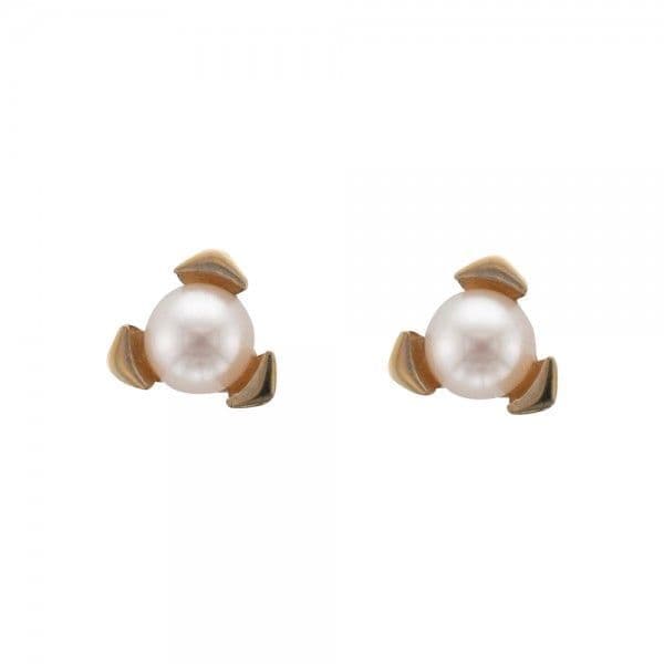 Pearl stud earrings yellow gold