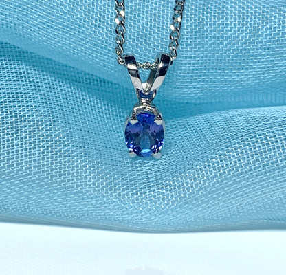 Oval Tanzanite White Gold Necklace