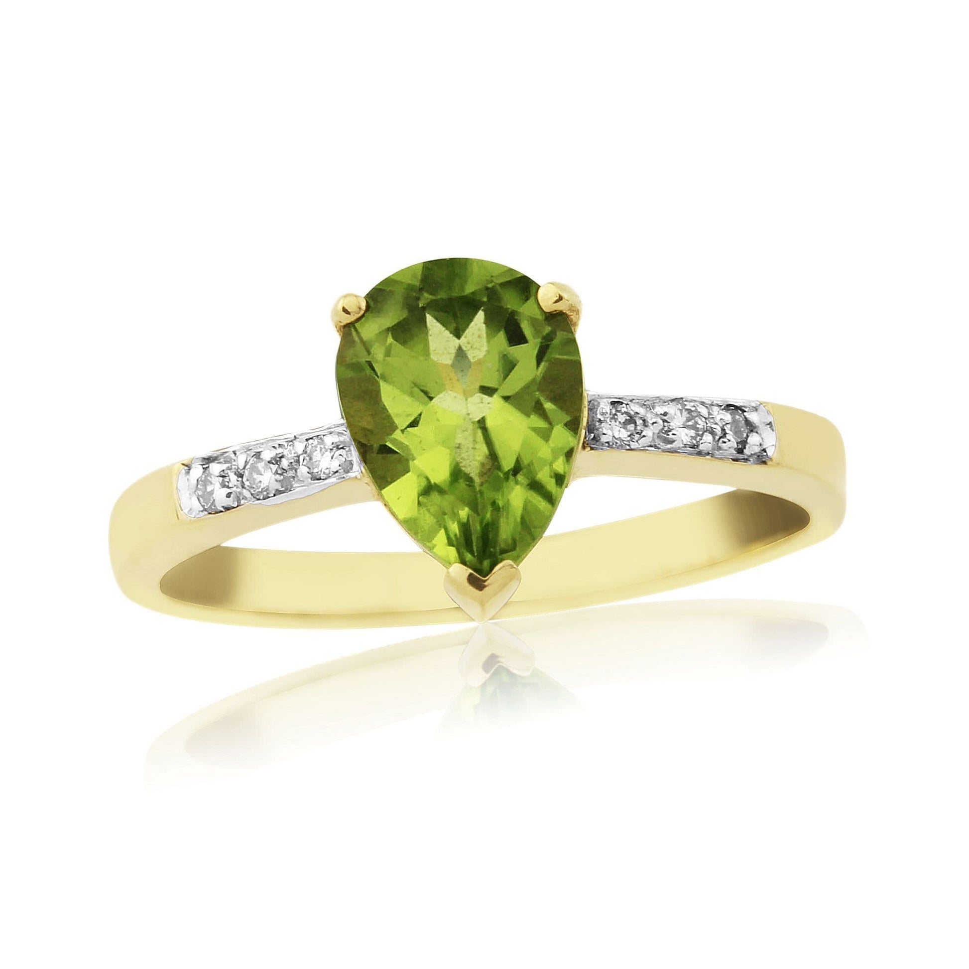 Peridot Yellow Gold Pear Shaped Ring