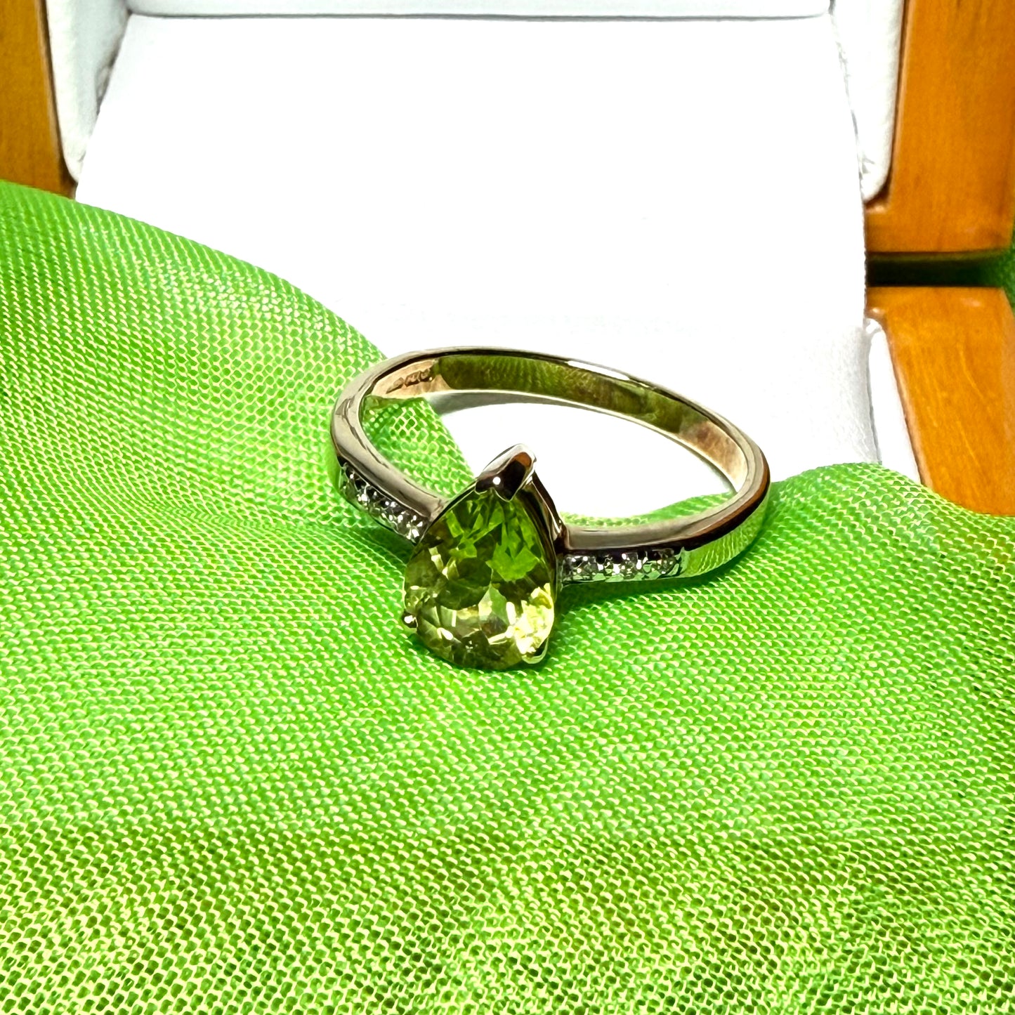 Peridot Yellow Gold Pear Shaped Ring