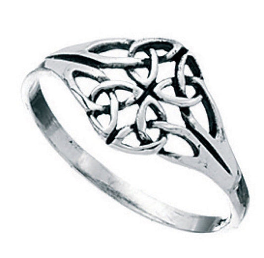 Pierced Ladies Sterling Silver Oval Fancy Dress Ring