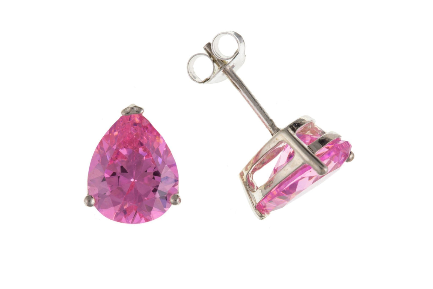 Pink Silver Pear Shaped Earrings