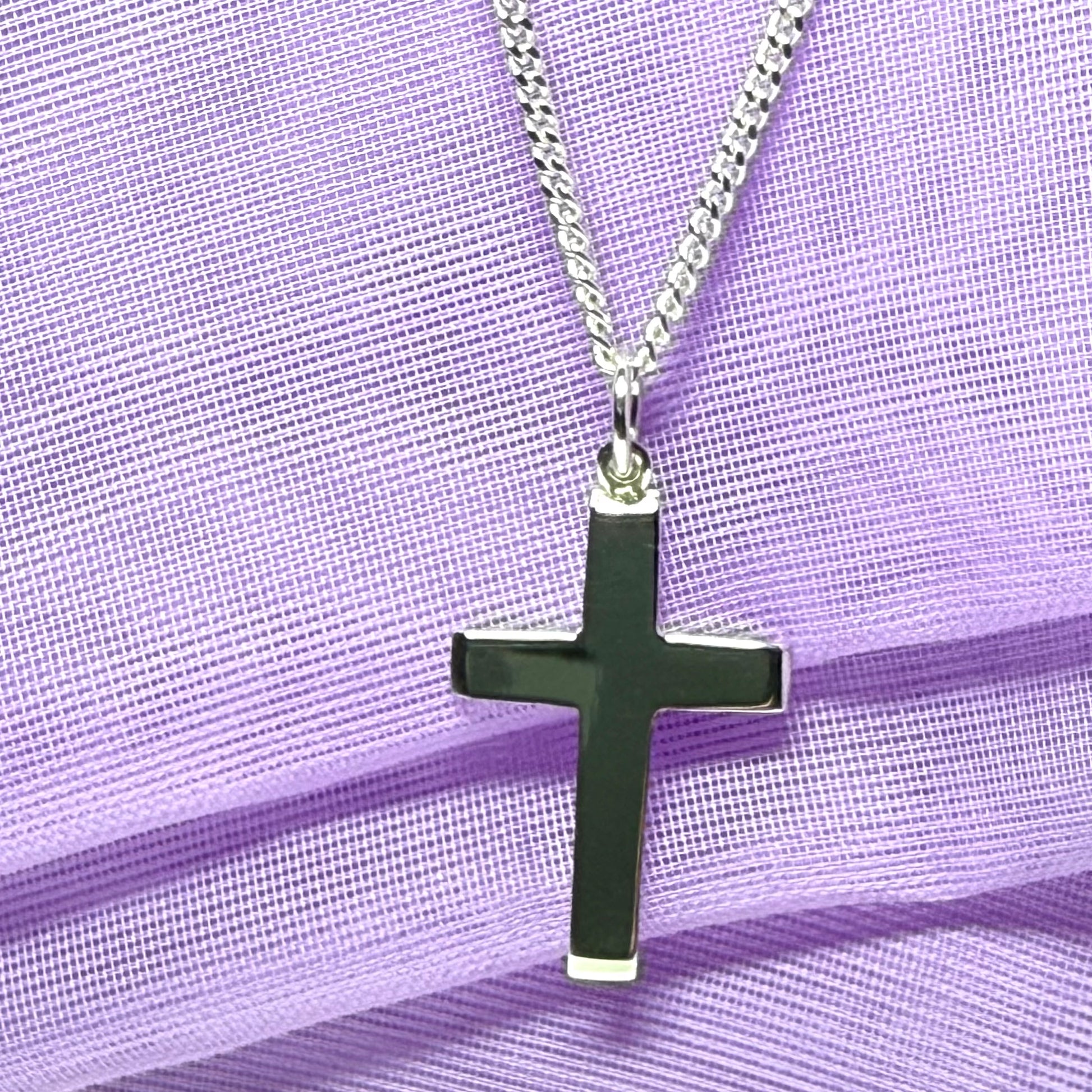 Plain sterling silver cross including chain