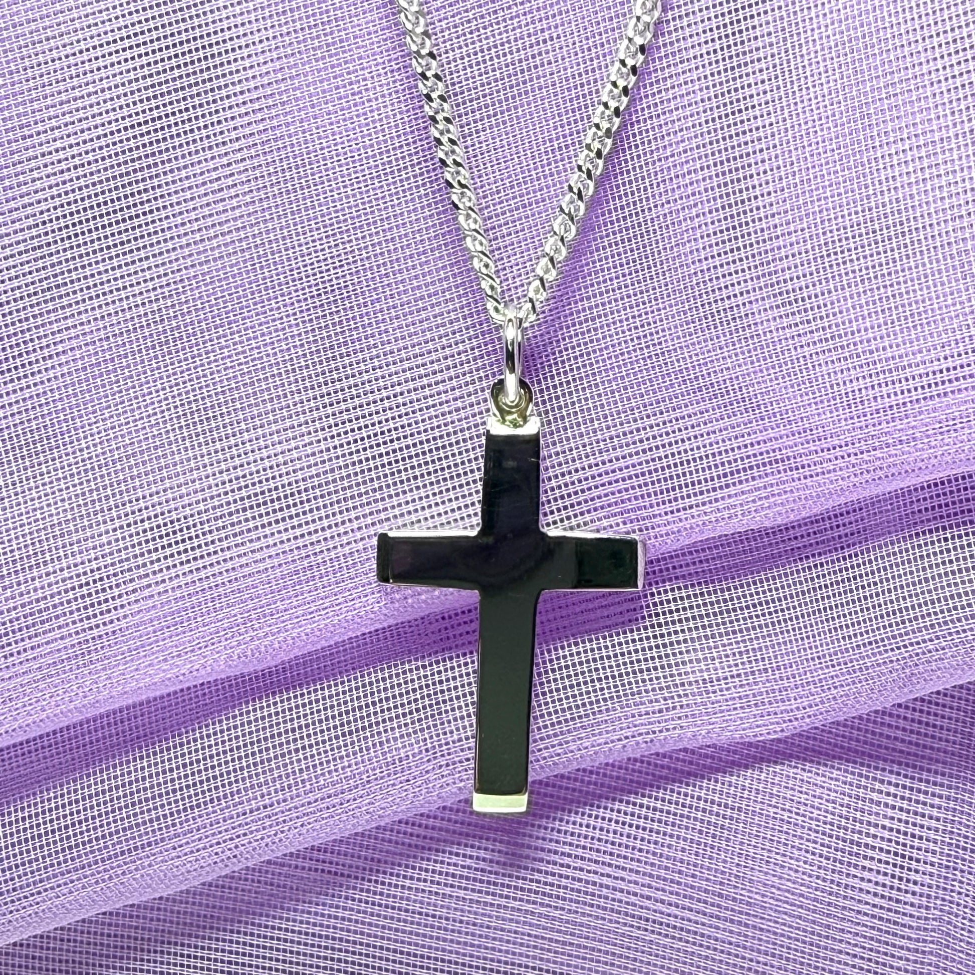 Plain sterling silver cross including chain