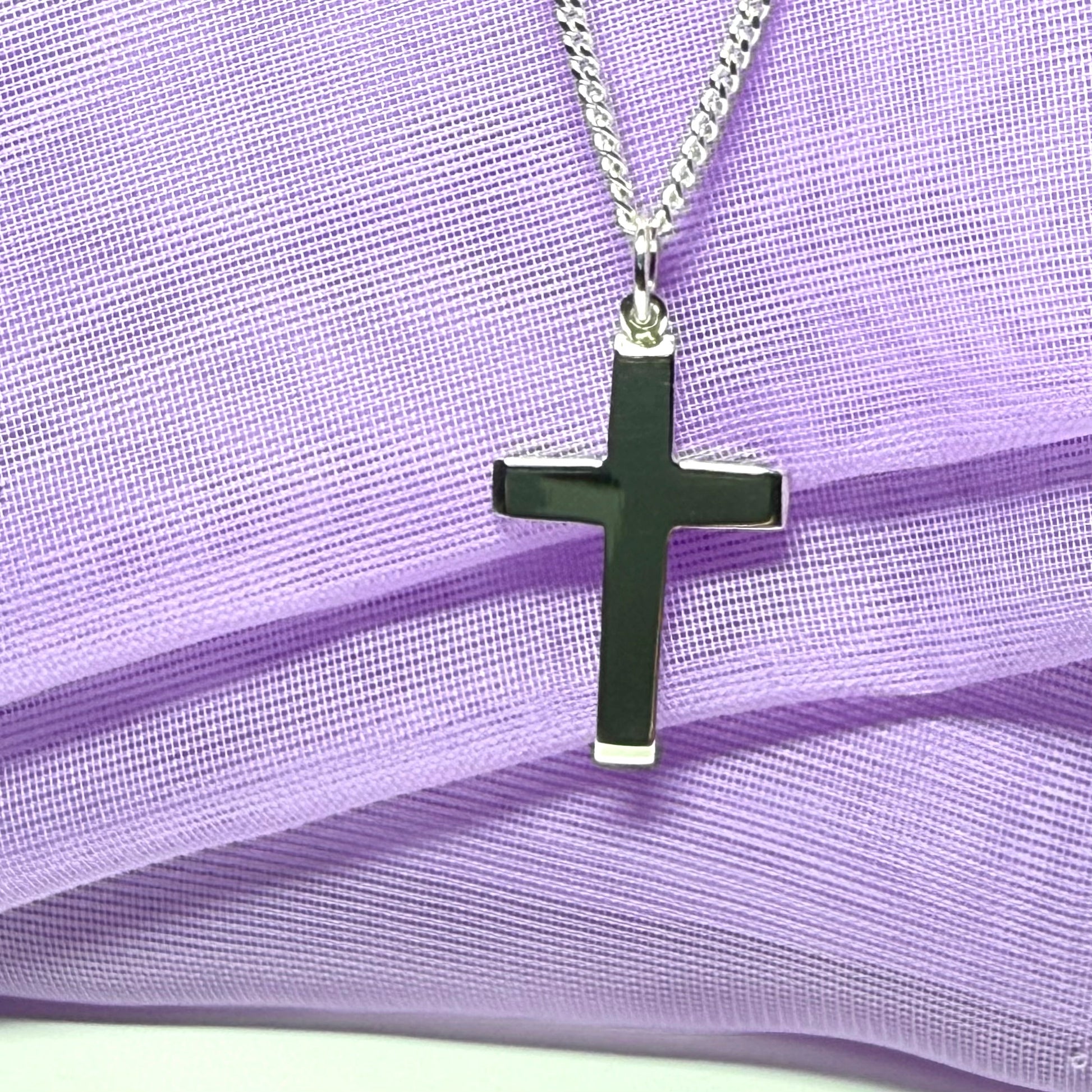 Plain sterling silver cross including chain