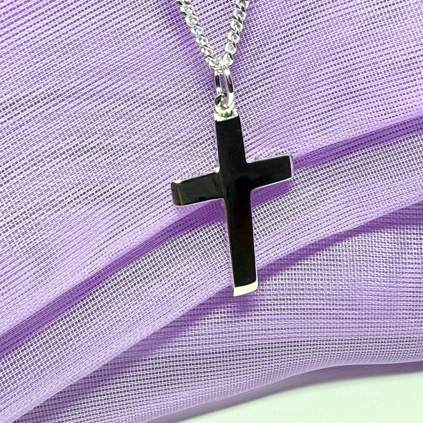 Plain sterling silver cross with chain