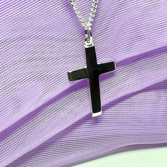 Plain sterling silver cross with chain