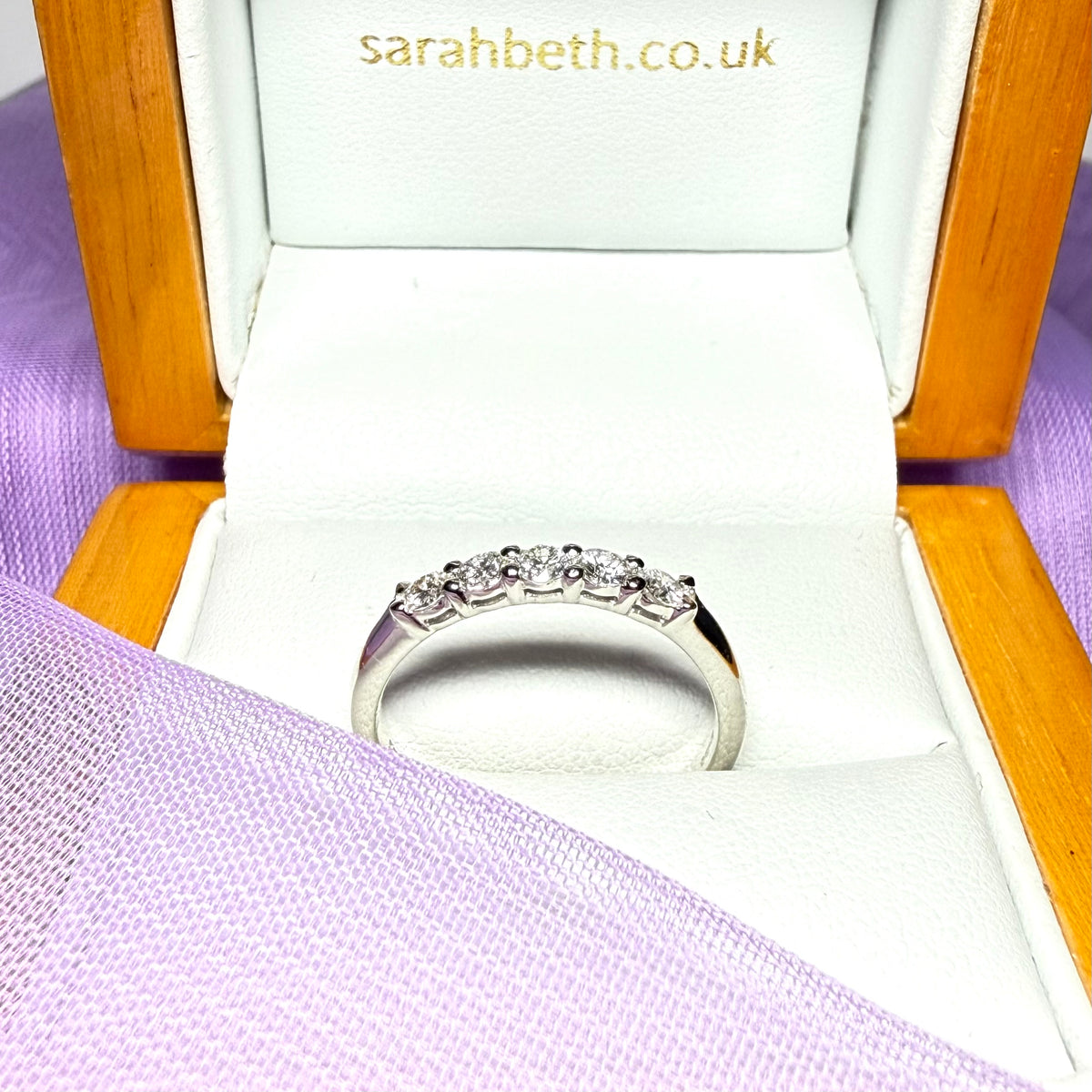 Platinum real diamond eternity ring claw set 35 points