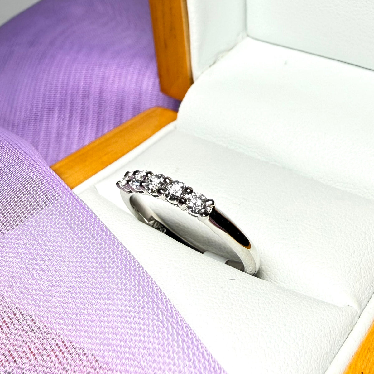 Platinum real diamond eternity ring claw set 35 points