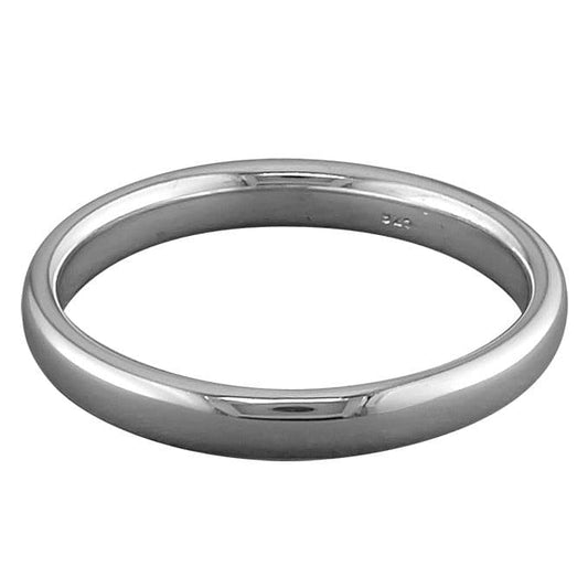 Polished Plain Sterling Silver Wedding Ring 3 mm Wide Rounded