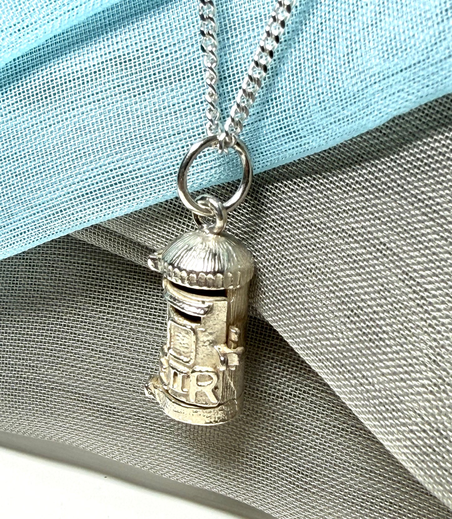 Post Box Solid Sterling Silver Necklace with a chain included