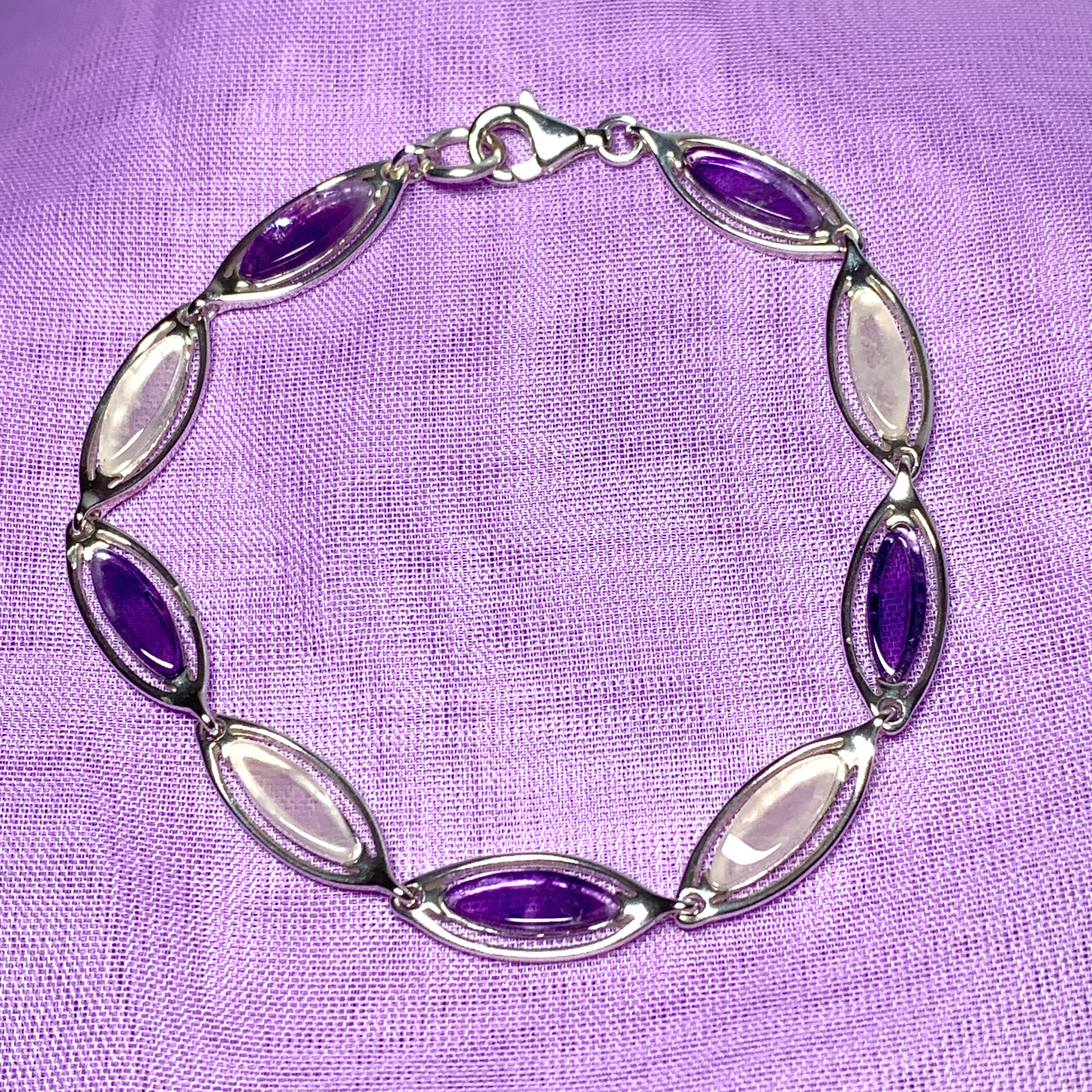 Sterling Silver Amethyst selling Marquise Bracelet