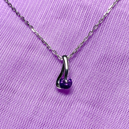 Purple amethyst white gold necklace