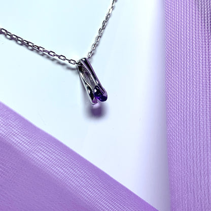 Purple amethyst white gold necklace