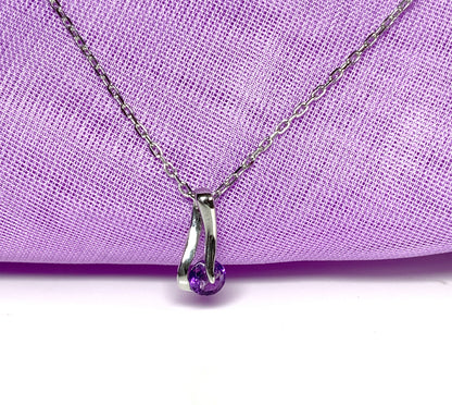 Purple amethyst white gold necklace