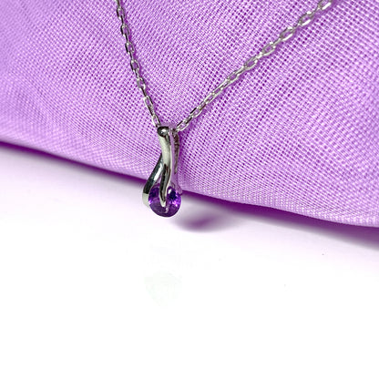 Purple amethyst white gold necklace