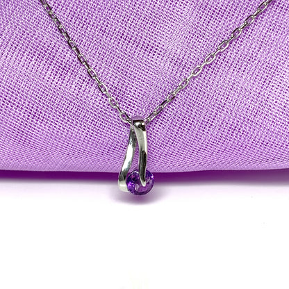 Purple amethyst white gold necklace