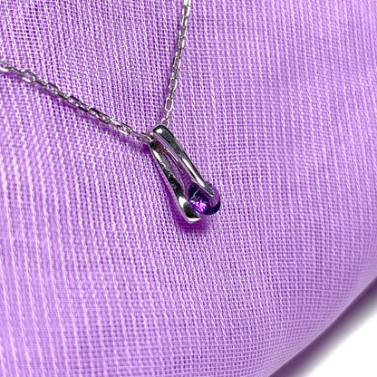 Purple amethyst white gold necklace