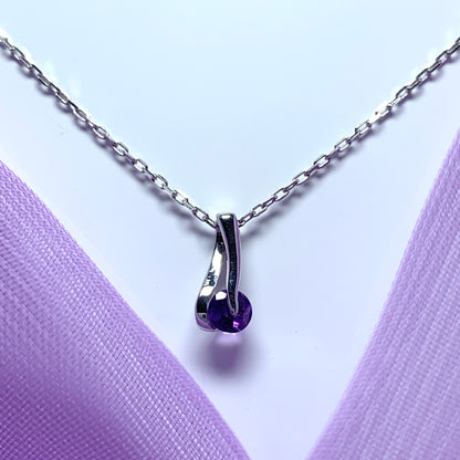 Purple amethyst white gold necklace