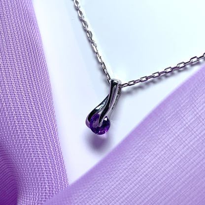 Purple amethyst white gold necklace