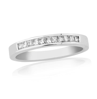 Quarter carat white gold princess cut diamond eternity ring square diamonds channel set