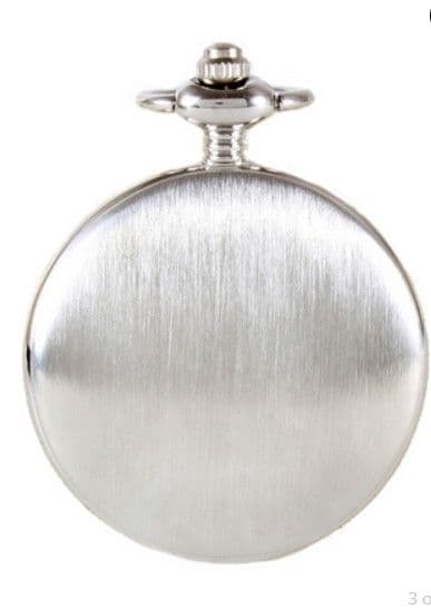 Quartz Chrome Plated Plain Pocket Watch With Chain Roman Numeral