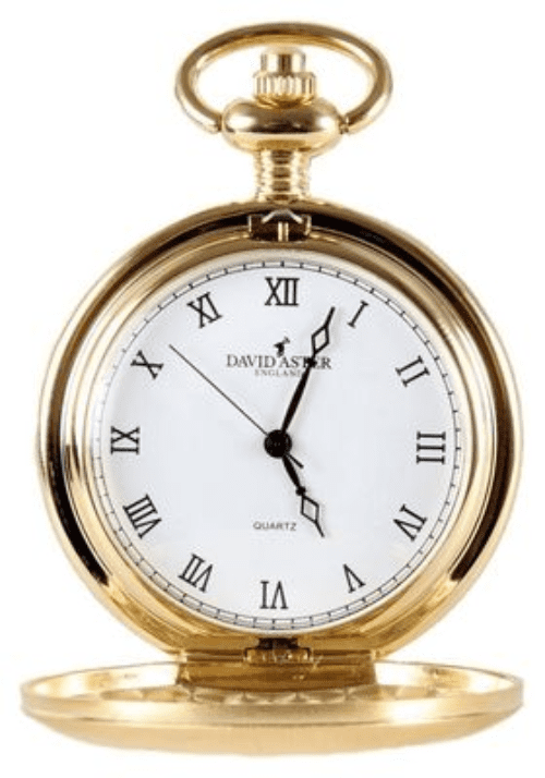 Quartz Gold Plated Plain Pocket Watch With Chain Roman Numeral