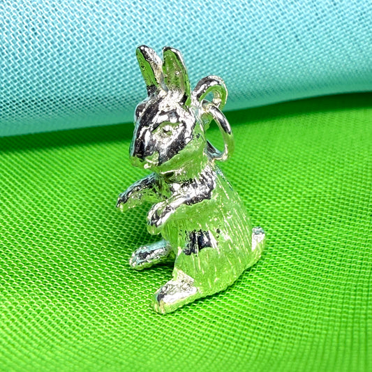 Rabbit charm solid sterling silver