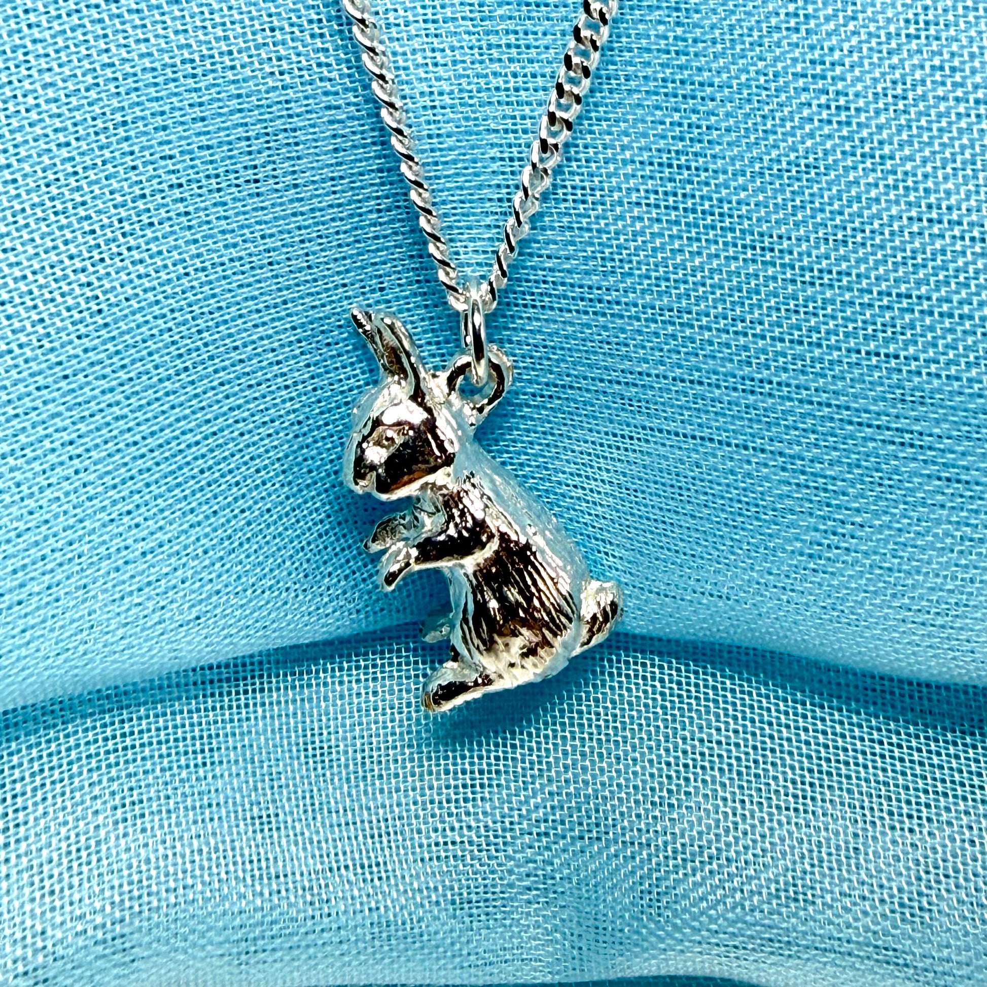 Rabbit necklace solid sterling silver pendant including chain