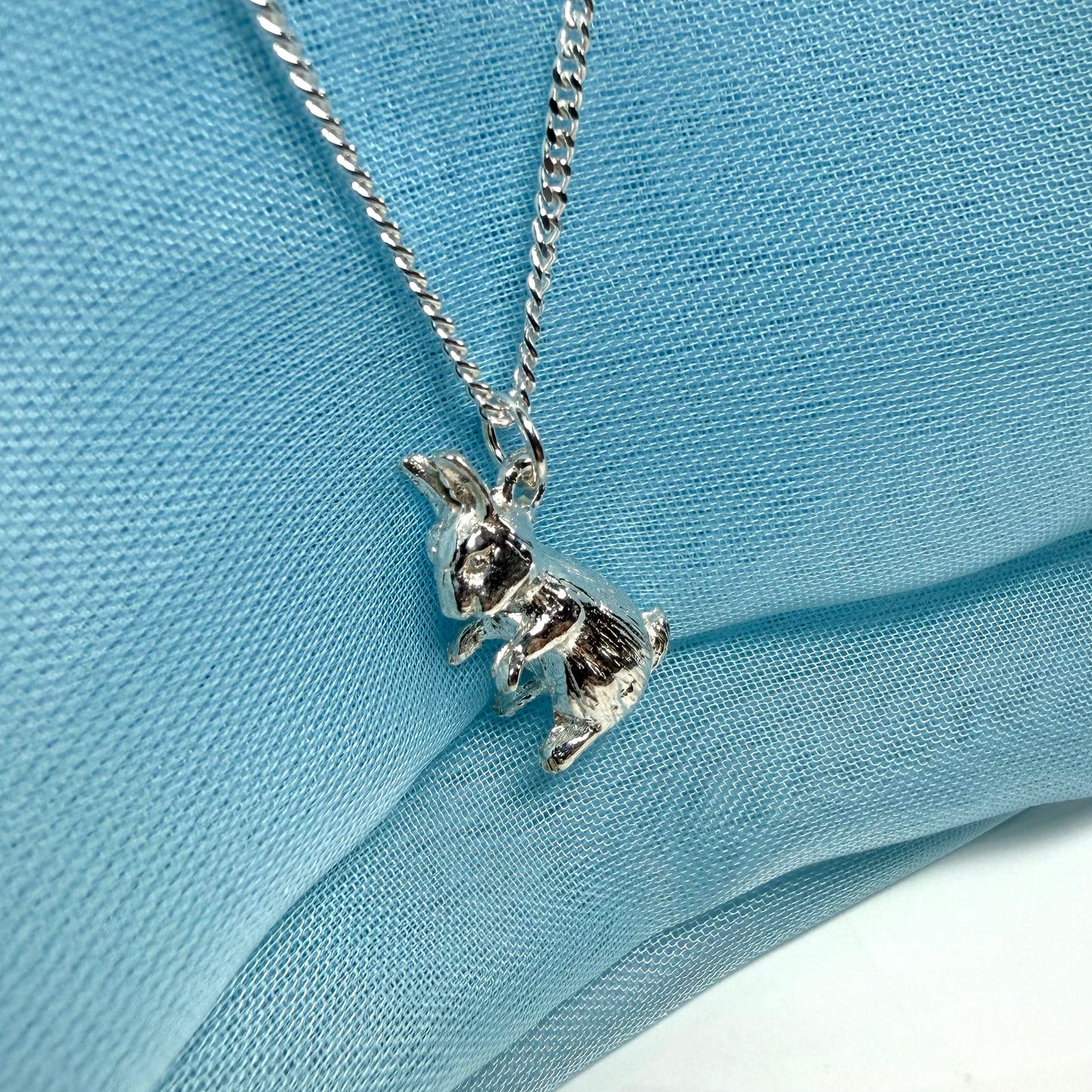Rabbit necklace solid sterling silver pendant including chain