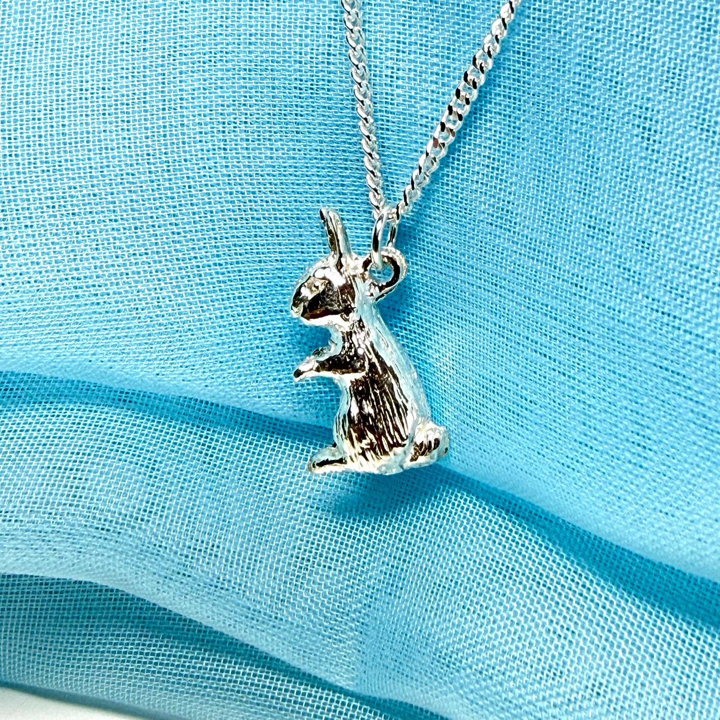 Rabbit necklace solid sterling silver pendant including chain