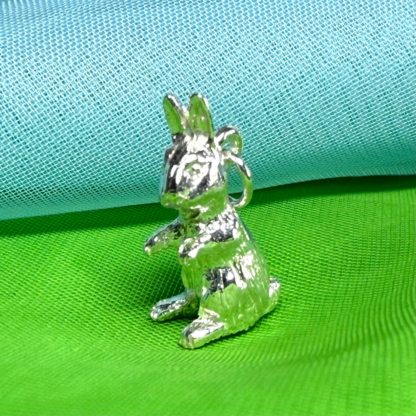 Rabbit charm solid sterling silver