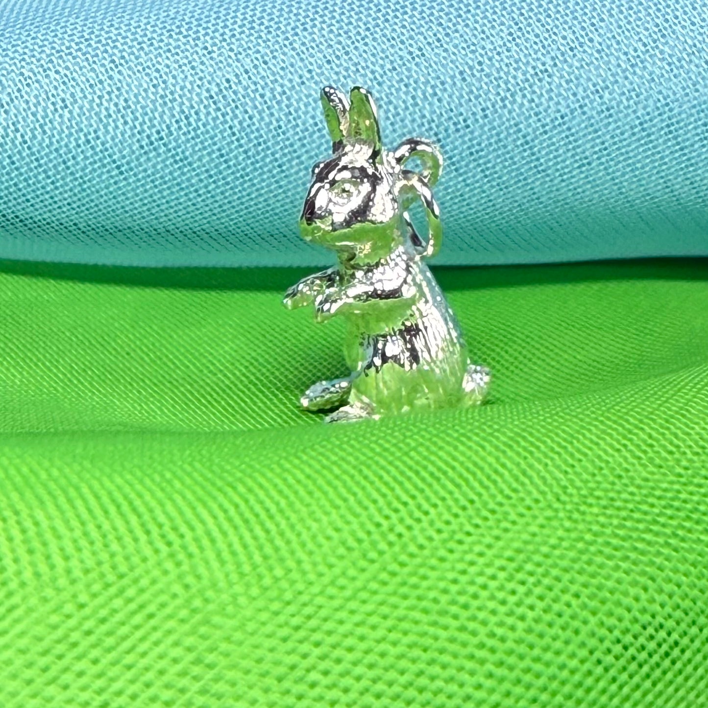 Rabbit charm solid sterling silver